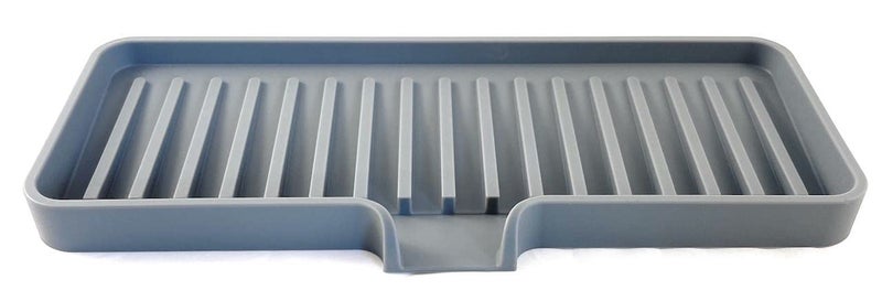 Happitasa Silicone Soap Dish Tray and Sponge Holder with Drain Chute | Bathroom and Kitchen Sink Organizer Caddy (Grey  9""x3.5""  5.6 Ounces) - Image 1